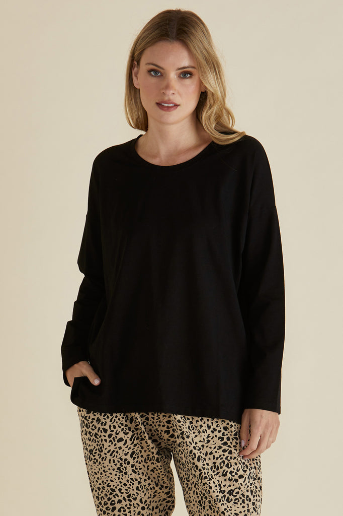BRIXLEY LONG SLEEVE TOP - BLACK