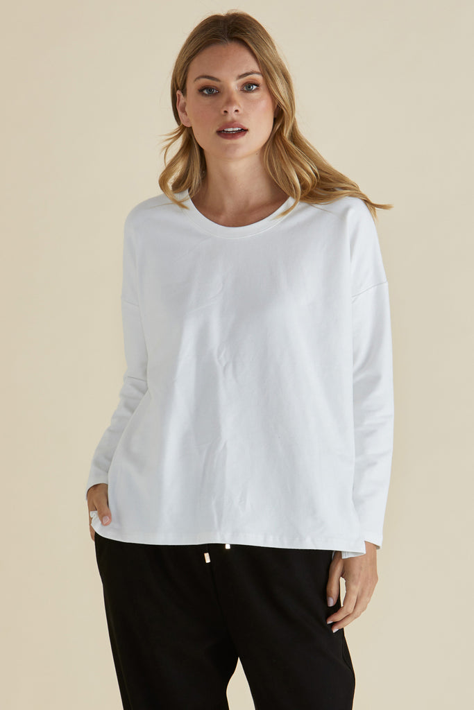 BRIXLEY LONG SLEEVE TOP - WHITE