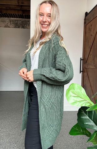 LACEY CARDIGAN - OLIVE GREEN