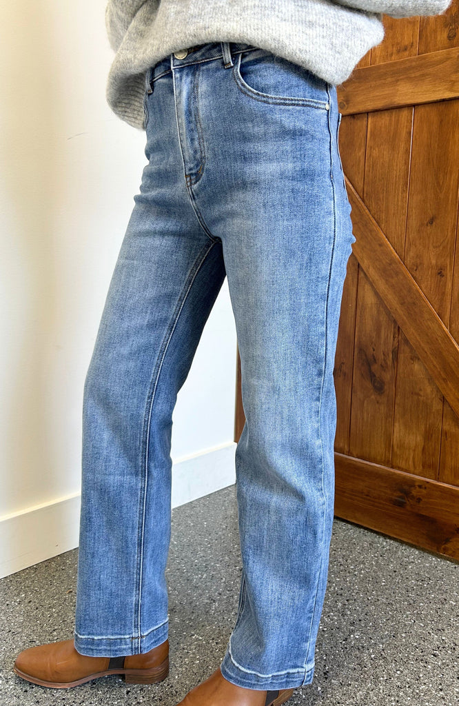 BRIAR WIDE LEG STRETCH JEAN - VINTAGE BLUE WASH