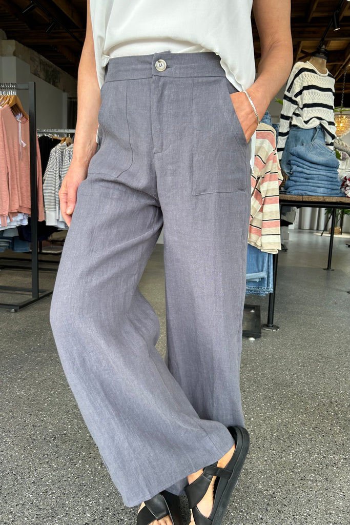 JUDE LINEN PANT - STEEL