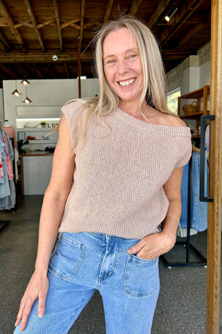 SPRING KNIT TANK - TAUPE