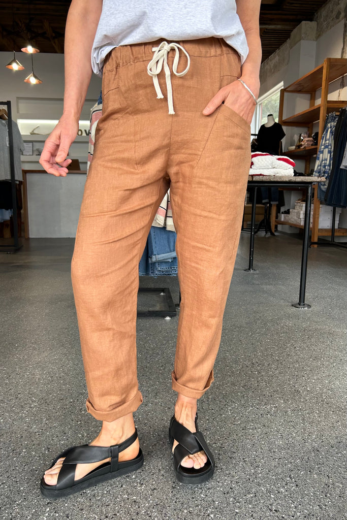 LUXE LINEN PANTS - RUST