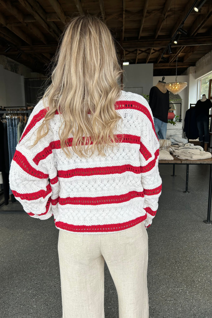 ARTY KNIT SWEATER - RED STRIPE