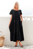 ALANI ANGLE TIER MAXI DRESS - BLACK LINEN BLEND