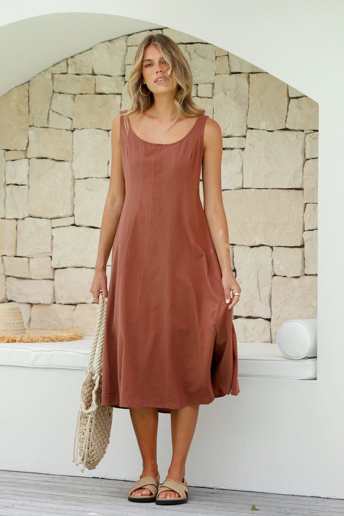 ALLIE COTTON DRESS - CINNAMON