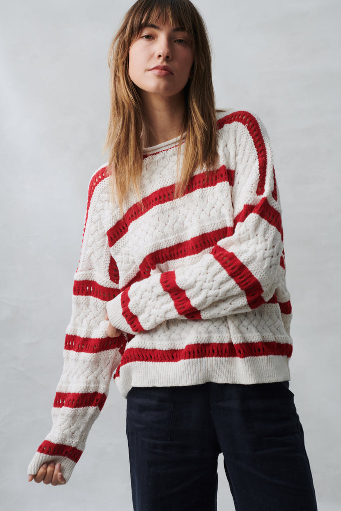 ARTY KNIT SWEATER - RED STRIPE