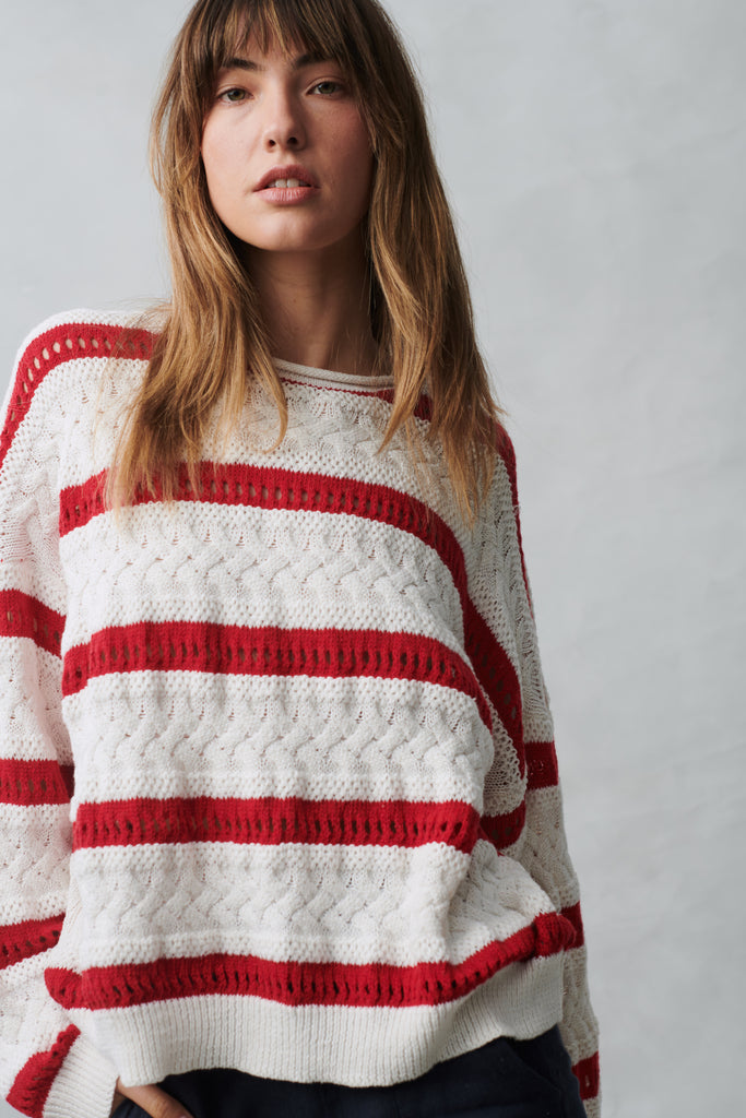 ARTY KNIT SWEATER - RED STRIPE