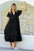 AIMEE BUTTON FRONT MIDI DRESS - BLACK LINEN BLEND