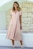 AIMEE BUTTON FRONT MIDI DRESS - BLUSH LINEN BLEND