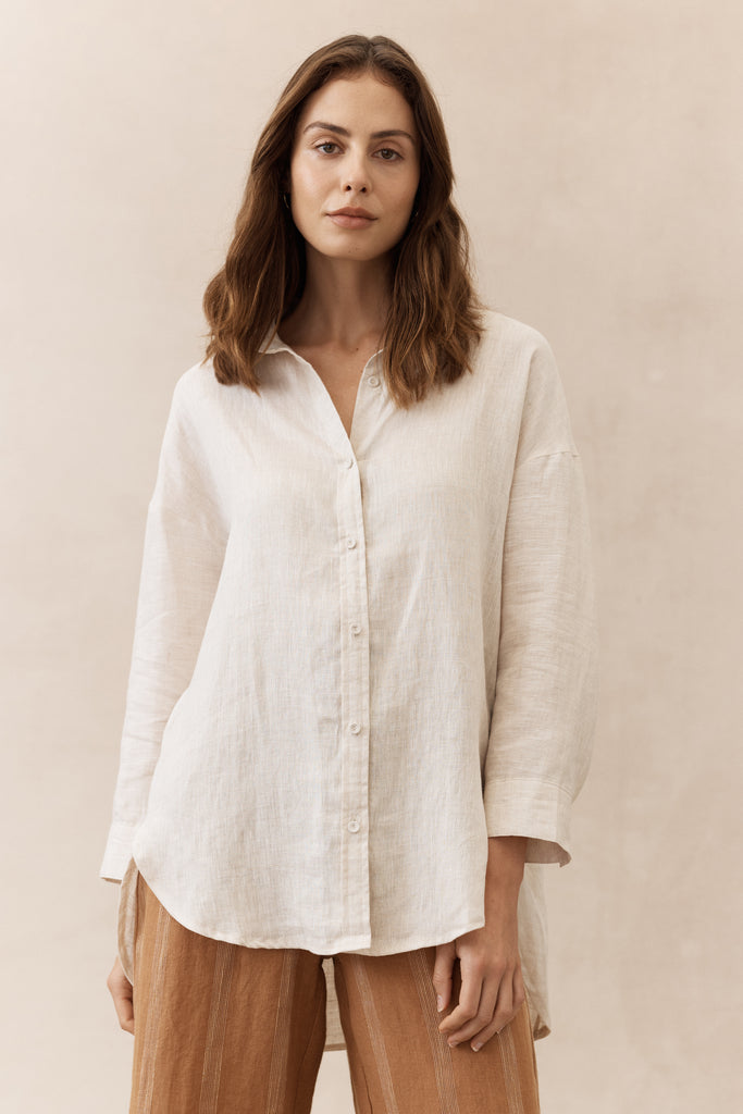 BOYFRIEND LINEN SHIRT - NATURAL