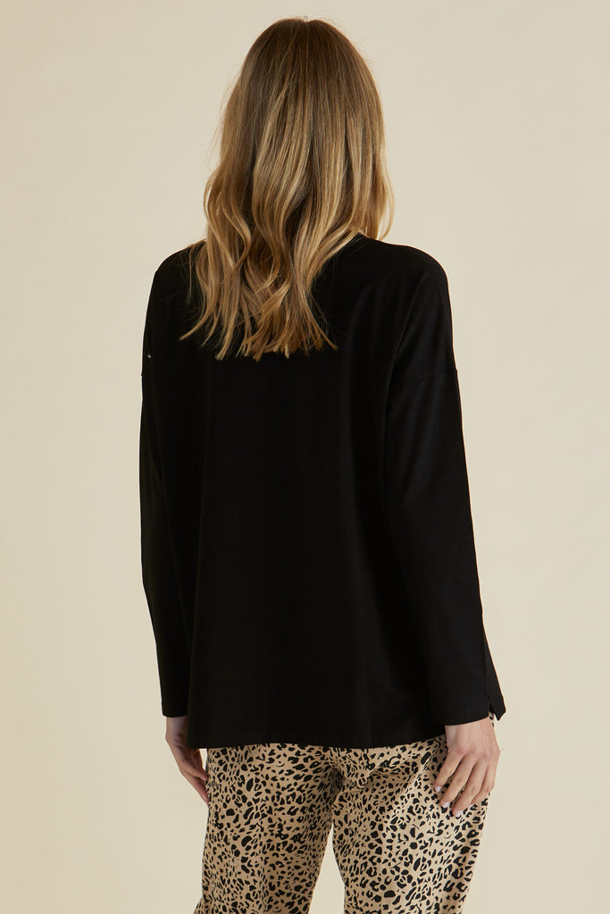 BRIXLEY LONG SLEEVE TOP - BLACK