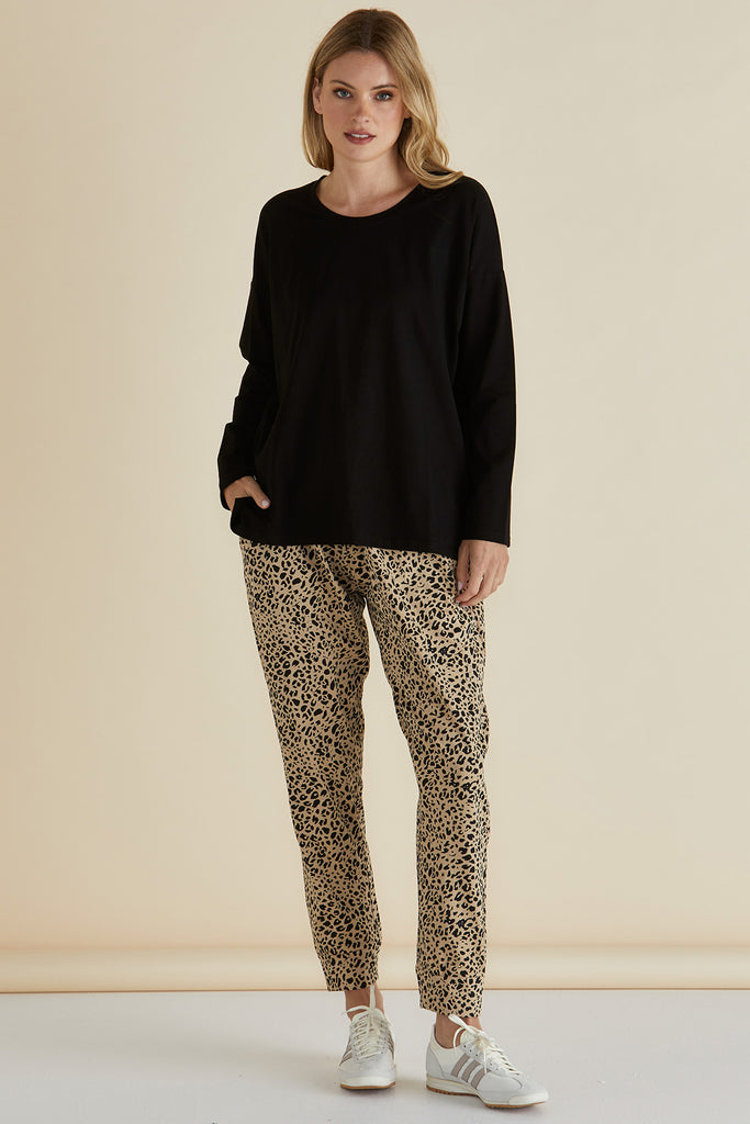 BRIXLEY LONG SLEEVE TOP - BLACK