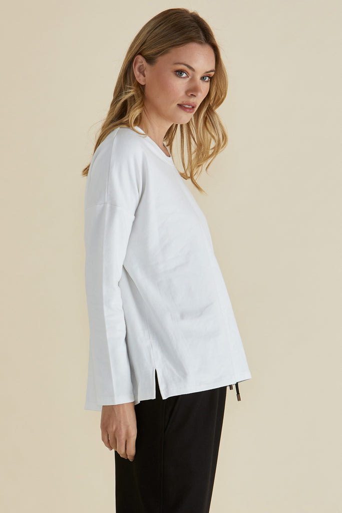 BRIXLEY LONG SLEEVE TOP - WHITE