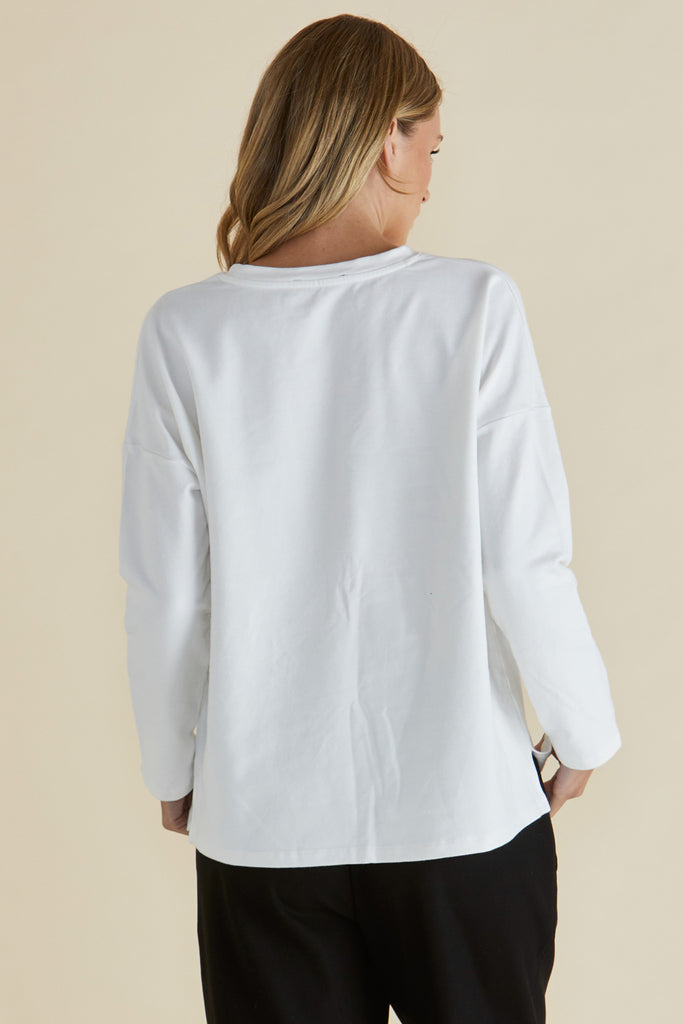 BRIXLEY LONG SLEEVE TOP - WHITE
