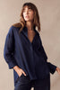 BOYFRIEND LINEN SHIRT - NAVY