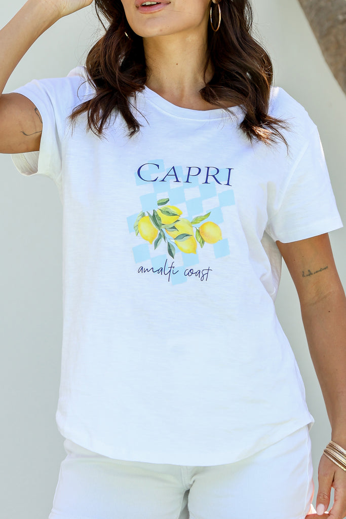 CAPRI OVERSIZED COTTON T-SHIRT - WHITE LEMON GRAPHIC