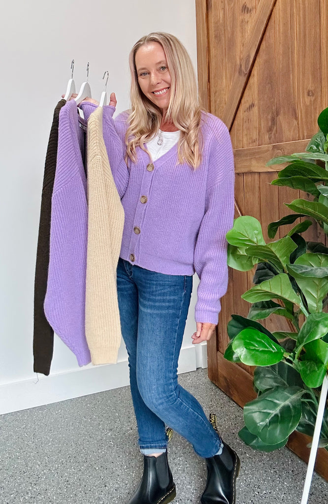 CELINE BUTTON THRU CARDI - OATMEAL