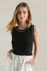 CONTRAST STITCH KNIT TANK - BLACK