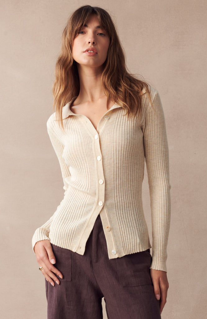 COURTNEY LONG SLEEVE TOP - NATURAL