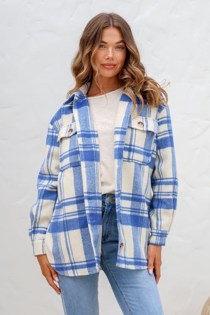 EDEN JACKET - BLUE/OATMEAL CHECK