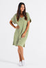 ELISE V-NECK RIB DRESS - AVOCADO STRIPE