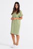 ELISE V-NECK RIB DRESS - AVOCADO STRIPE