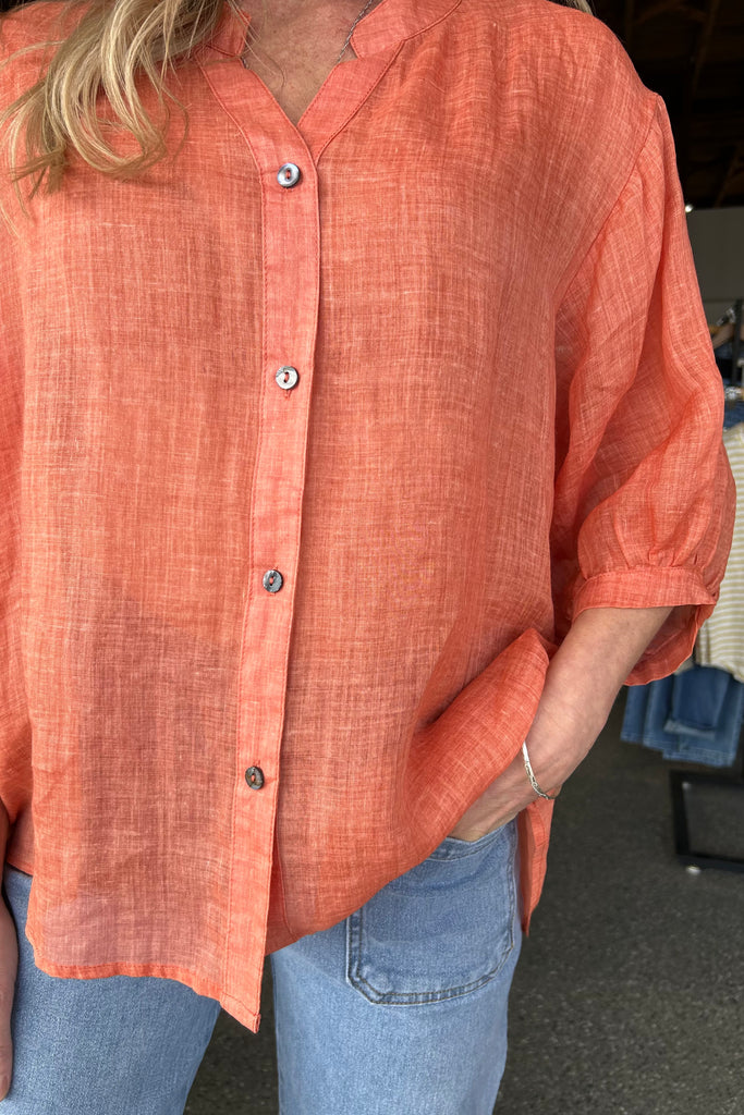 STEVIE LINEN SHIRT - ORANGE