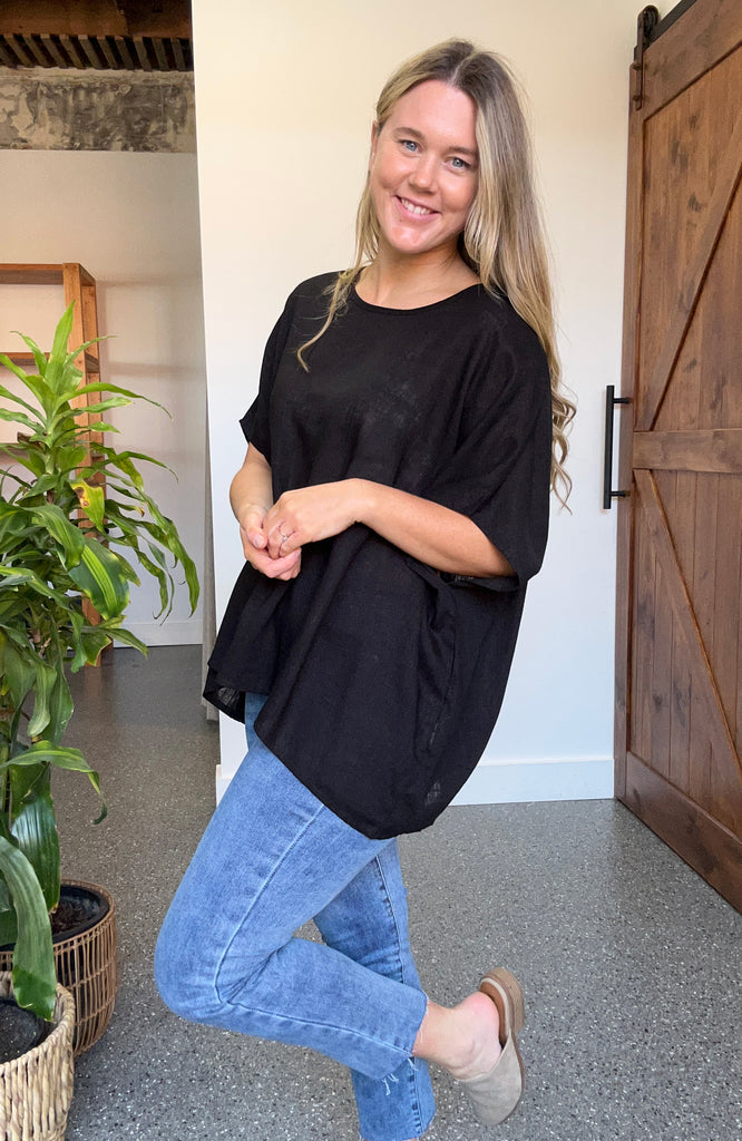 FAVEN DRAPE TOP - BLACK