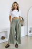 GRACIE LINEN PULL ON WIDE LEG PANT - KHAKI