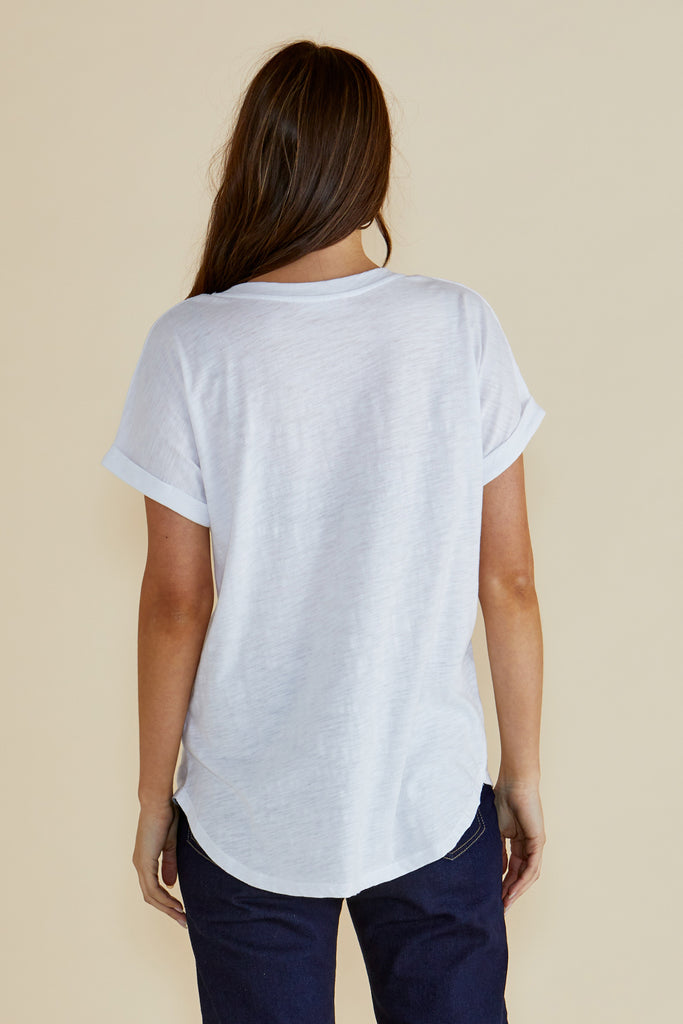 HAILEY SHORT SLEEVE COTTON TEE - WHITE