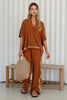 HALLE SHIRT AND PANT SET - RUST/CREAM