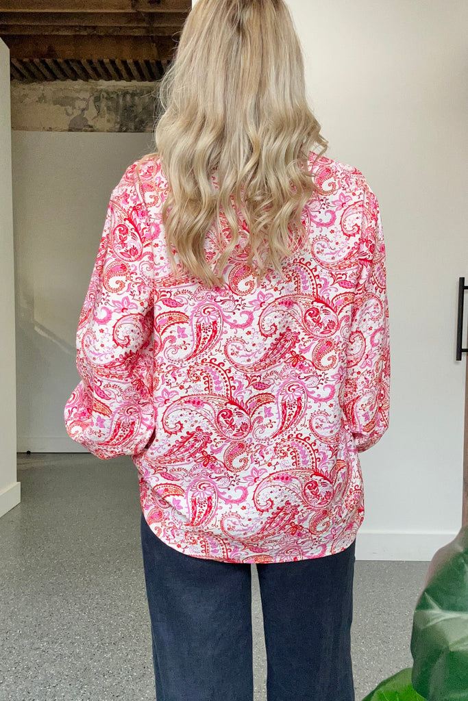 FAITH RIC RAC PAISLEY SHIRT - RED/PINK