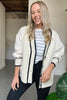 VARSITY QUILTED KNIT BOMBER JACKET - CREAM