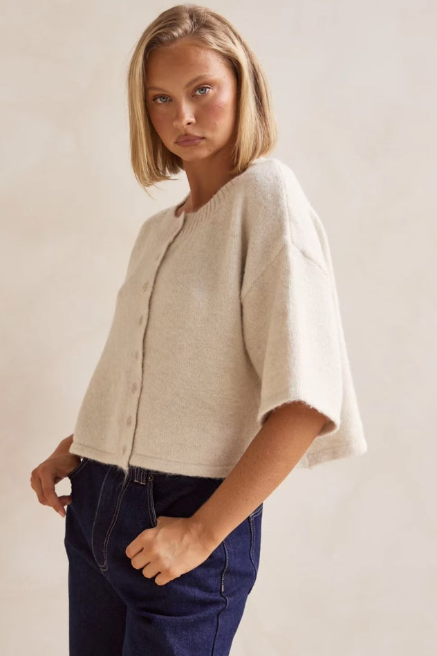 JAXON BUTTON DOWN CARDIGAN - CREAM