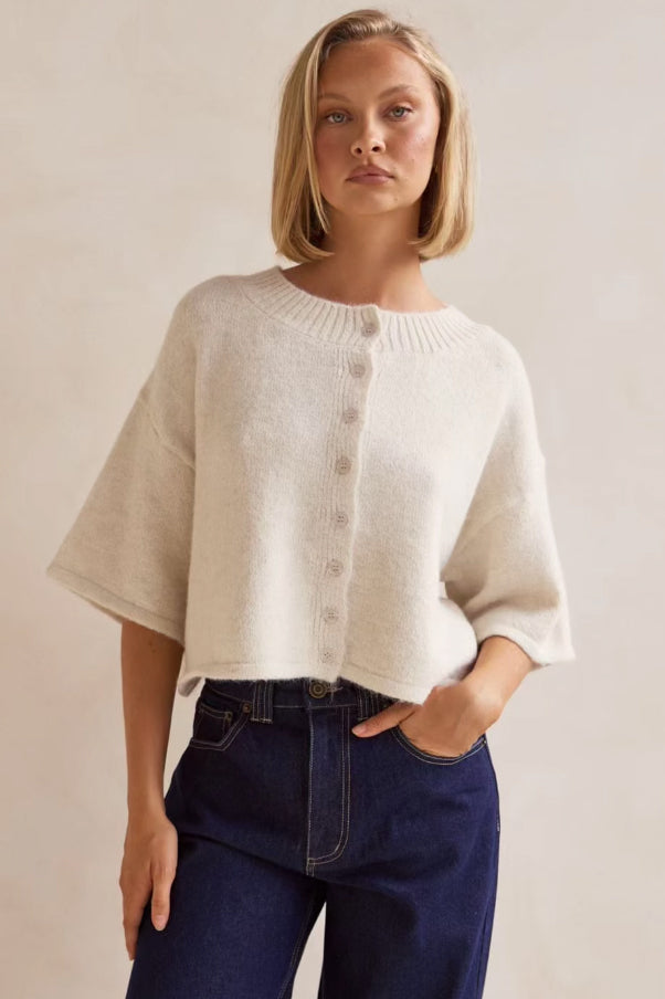 JAXON BUTTON DOWN CARDIGAN - CREAM