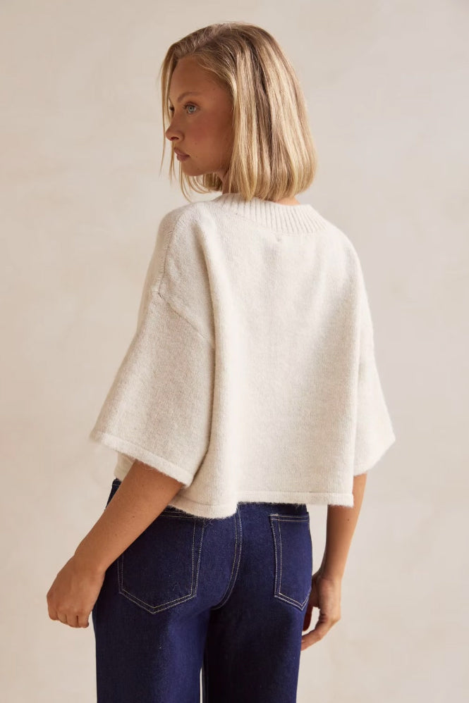 JAXON BUTTON DOWN CARDIGAN - CREAM