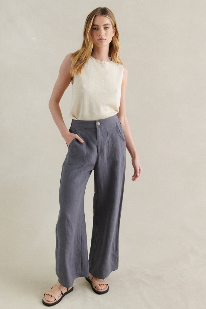 JUDE LINEN PANT - STEEL