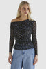 LAURETTA MESH TOP - BLACK DITSY