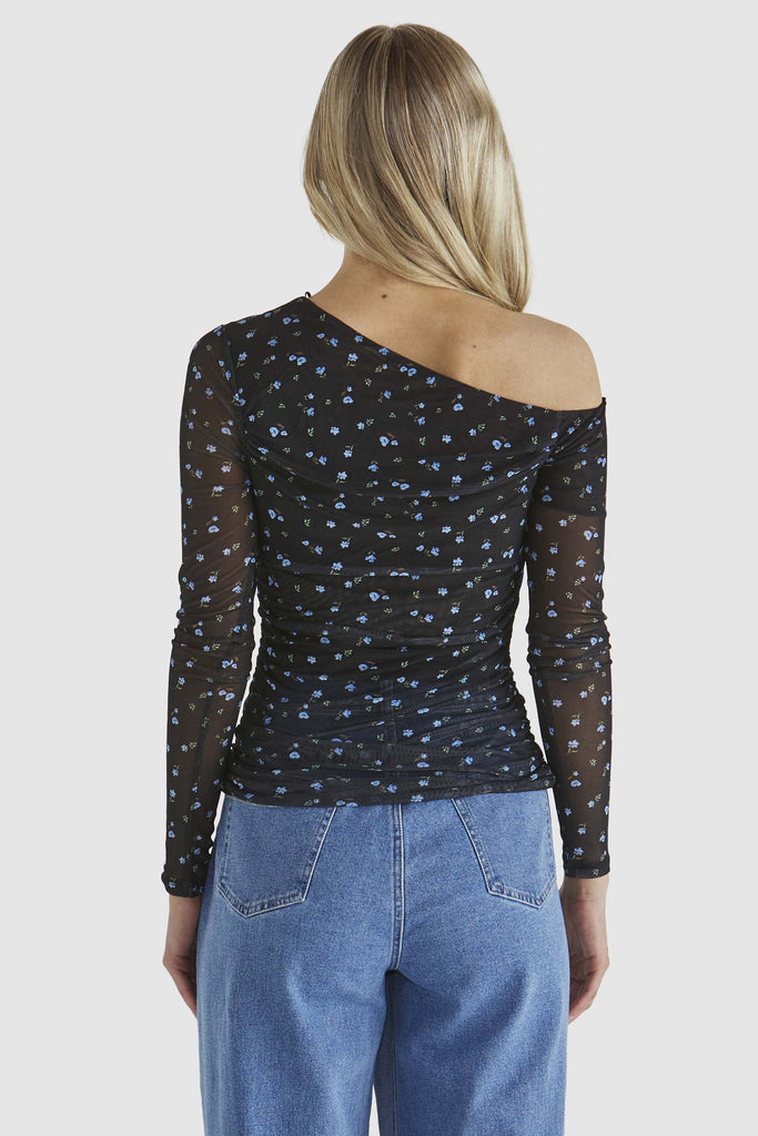 LAURETTA MESH TOP - BLACK DITSY