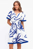 LIANA MINI DRESS - BLUE/WHITE PRINT