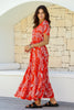 LILAH DANDELION PRINT MAXI DRESS - RED/WHITE