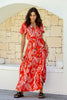 LILAH DANDELION PRINT MAXI DRESS - RED/WHITE