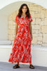 LILAH DANDELION PRINT MAXI DRESS - RED/WHITE