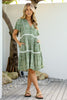 LUNAR RIC RAC BUTTON FRONT DRESS - GREEN