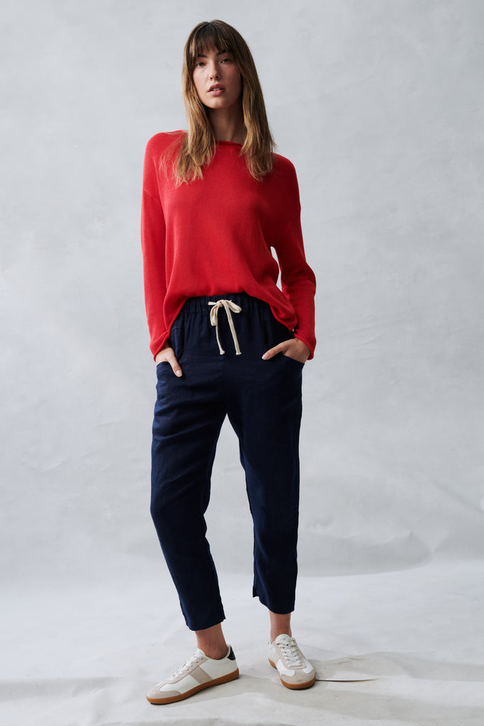 LUXE LINEN PANTS - NAVY