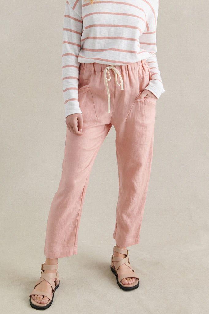 LUXE LINEN PANTS - PEACH