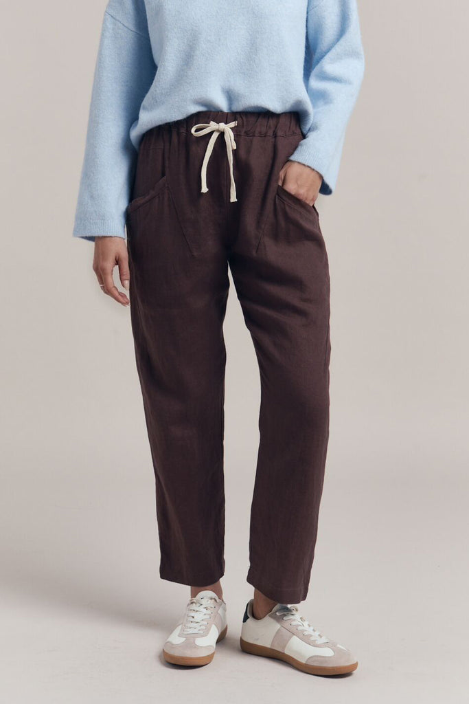 LUXE LINEN PANTS - CHOCOLATE