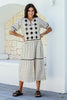MALAWI CROCHET DETAIL MIDI DRESS - LATTE/BLACK