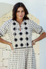 MALAWI CROCHET DETAIL MIDI DRESS - LATTE/BLACK